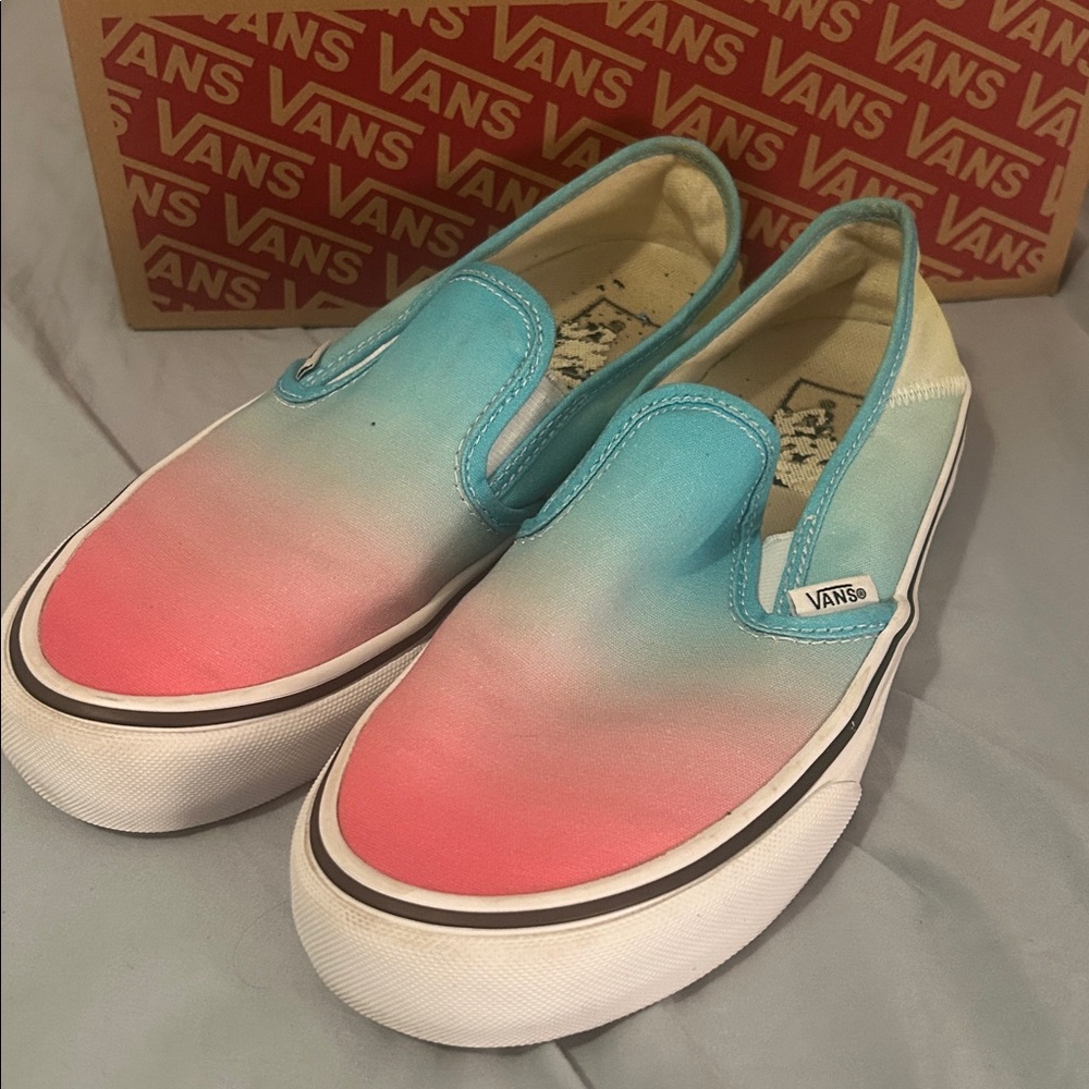 Vans Pink and Blue Ombre Slip-Ons